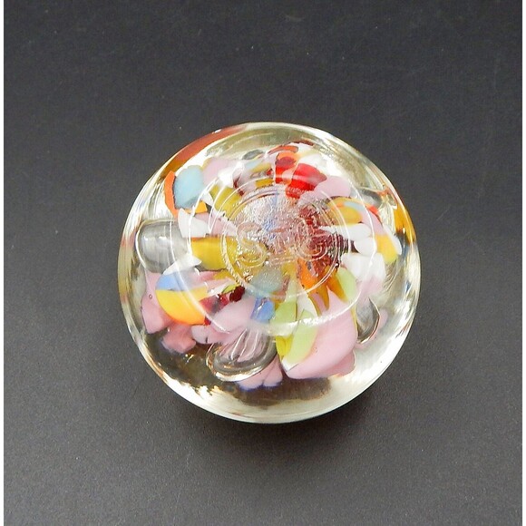 St Claire Art Glass Pink Trumpet Flower Paperweight Controlled Bubble Signed SIC - Picture 6 of 9